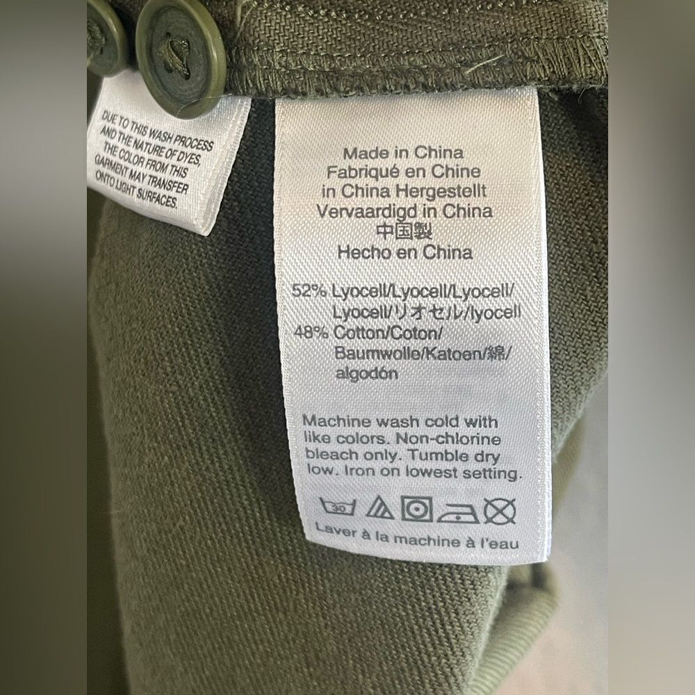 J. Crew Point Sur Olive Green puff sleeve Button Down Twill Shacket Blouse small - Picture 4 of 5